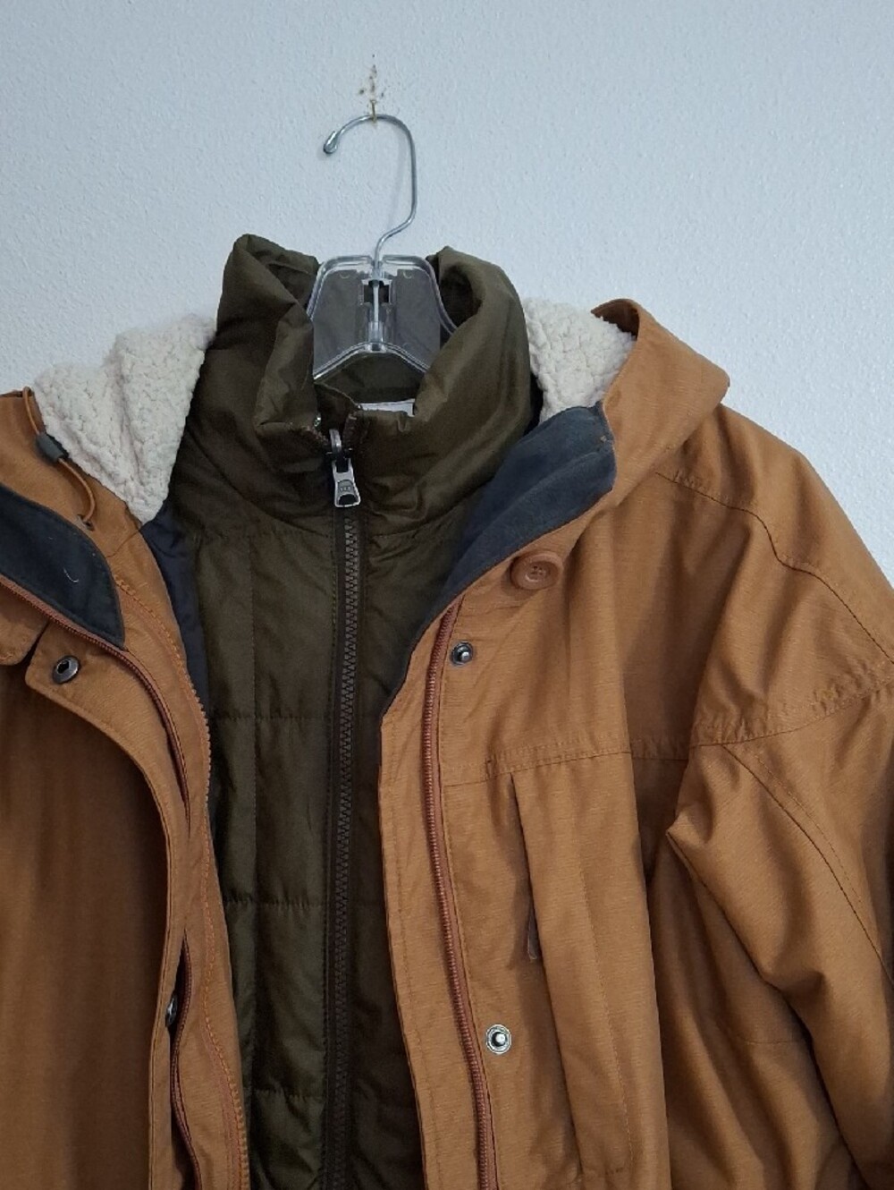 Columbia Carson Pass Interchange Tan/ Brown Hooded Coat Size L, 2 in 1 - Picture 5 of 7
